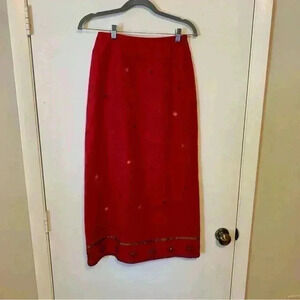 Harold's Wool Blend Red Skirt With Star Embroidery Size 2